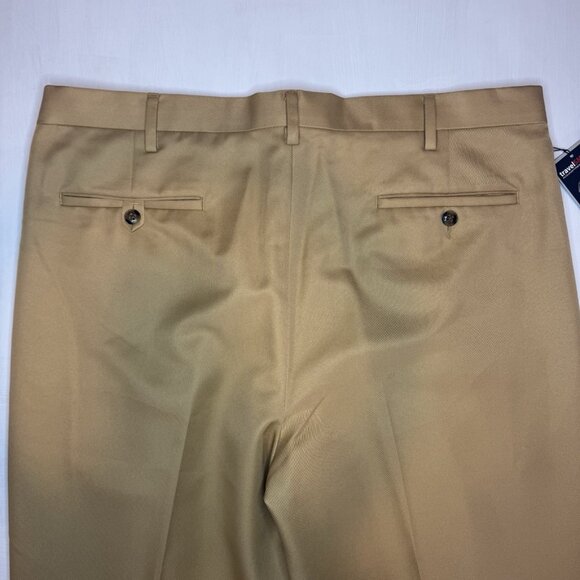 NWT Roundtree & Yorke Pants Travel Smart Mens Tall 38x36 Dress Tan Pleated - Picture 6 of 12